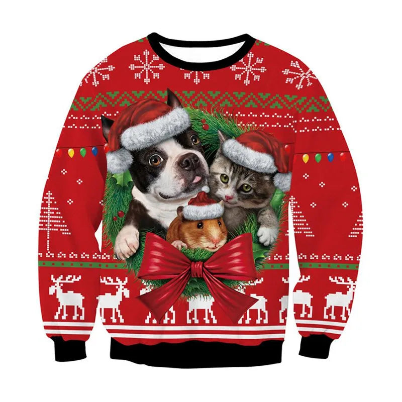 Pull Moche Noel Animaux - Unisexe