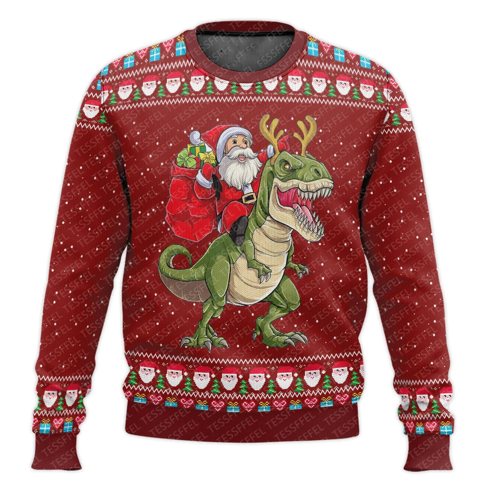 Pull moche Noel dinosaure - Homme