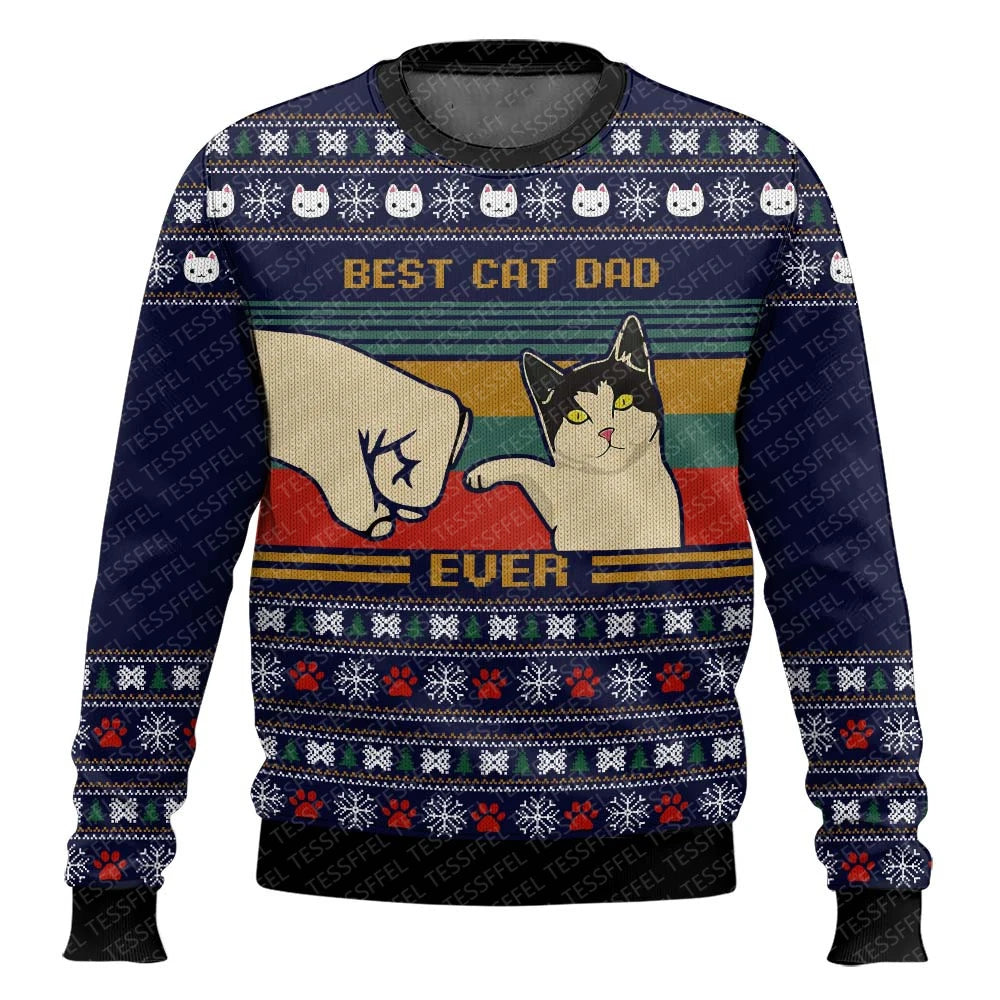 Pull moche Noel Cat Dad - Homme