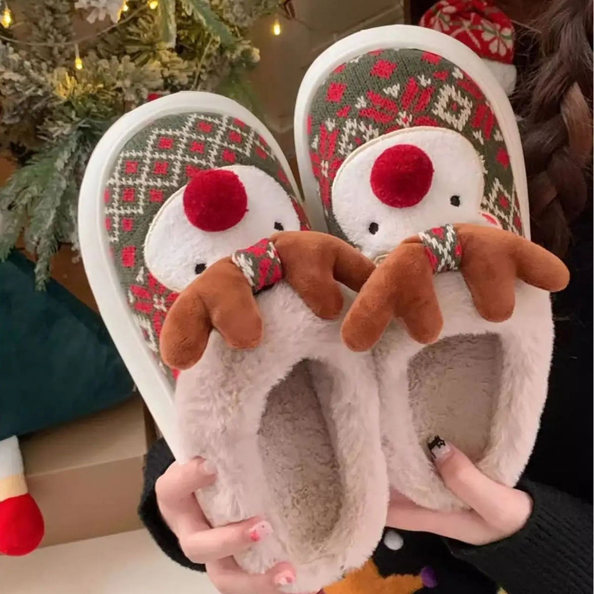 Pantoufles Renne de Noël