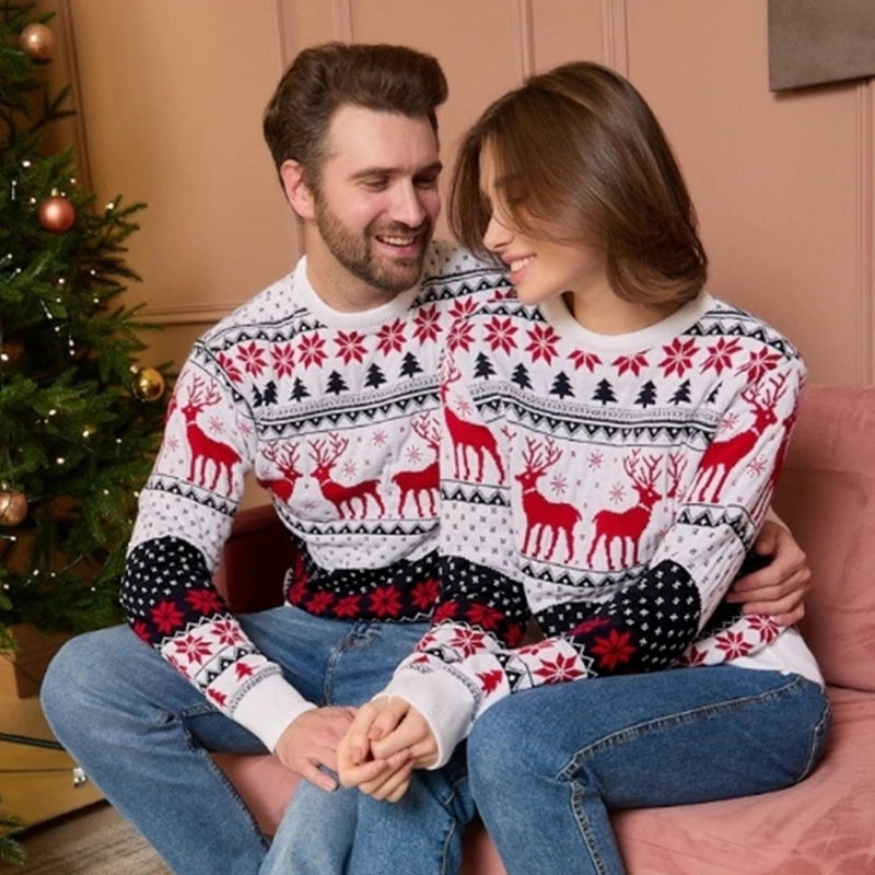 Pull Couple Noël Blanc